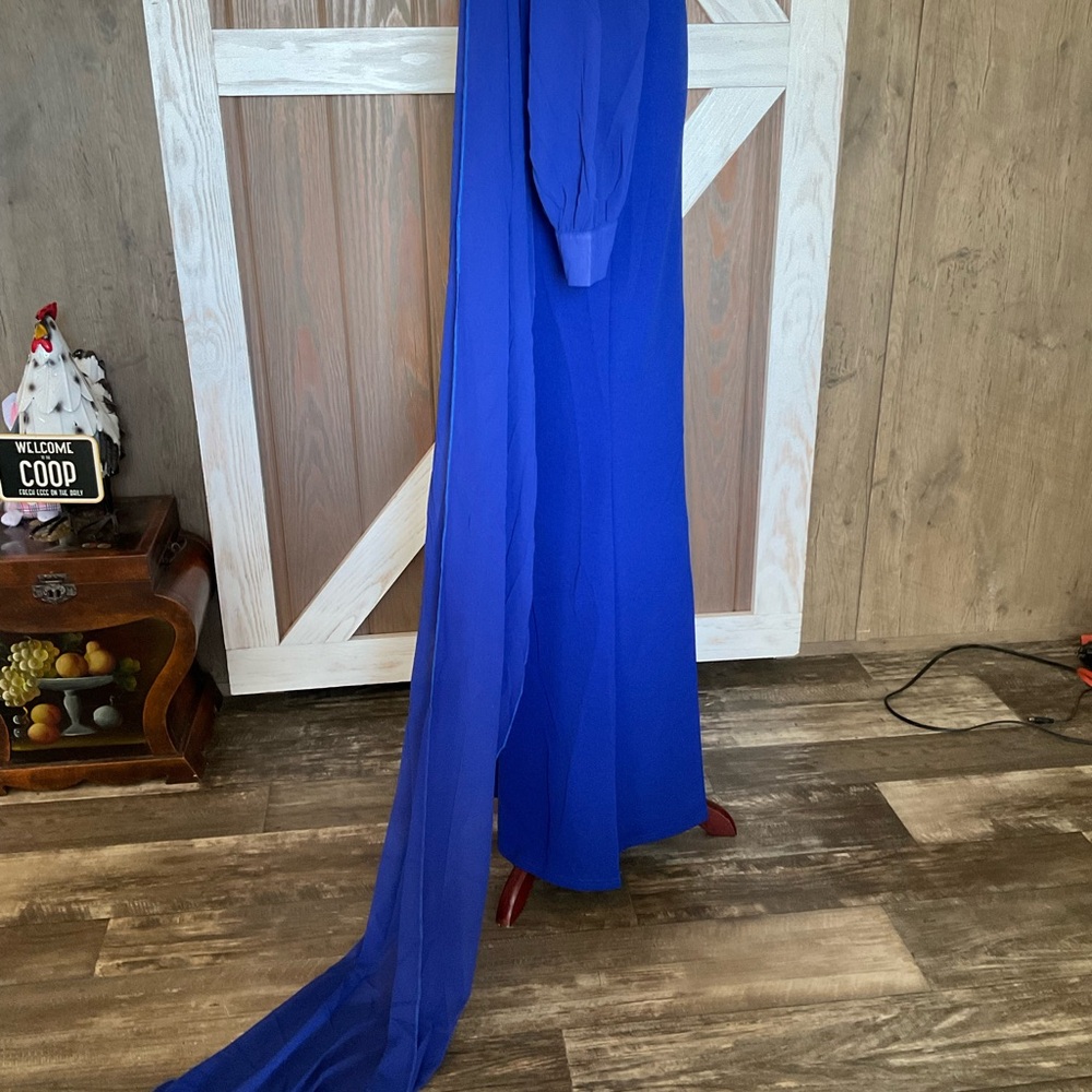 Faeriesty Elegant One-Shoulder Royal Blue Dress P2P 17”. Size Small - Picture 6 of 9